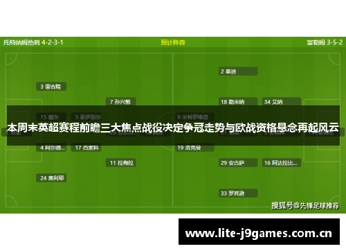 本周末英超赛程前瞻三大焦点战役决定争冠走势与欧战资格悬念再起风云